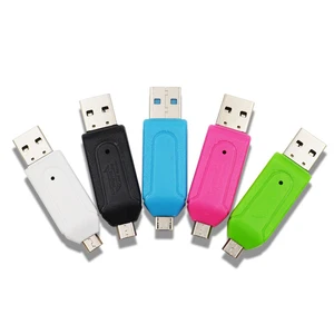 2 In 1 USB OTG Card Reader Universal Micro USB OTG TF / SD Card Reader High-speed USB2.0 Micro USB OTG Adapter