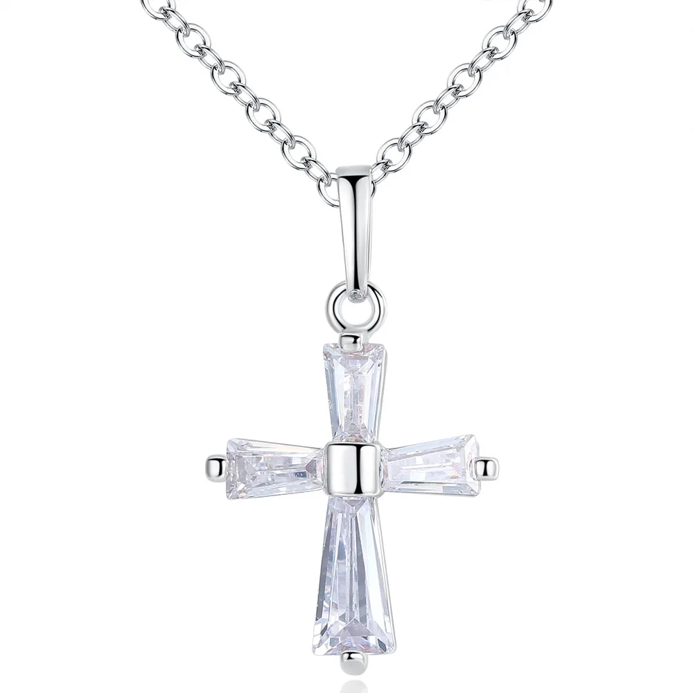 His and Hers Stainless Steel Pendant Necklace 1PCS Cubic Zirconia Cross Wedding Necklace