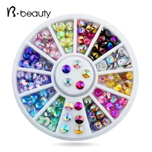 Novo 4mm de Alta Qualidade Da Arte Do Prego Dicas Sharp Glitter Cristal AB Cores Strass Charme 3d Decoração de Unhas Roda