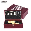 Stainless steel bar set/wooden wine box with chess