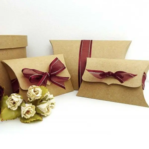 Custom Print Corrugated Recycled Kraft Paper Pillow Boxes Wholesale