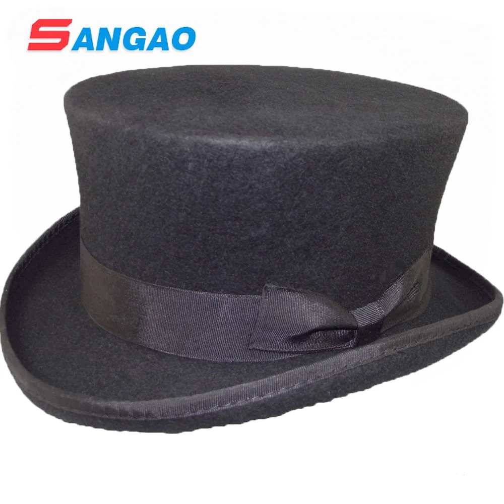 

wholesale 10 cm black top hats men with size 55 cm to 62 cm