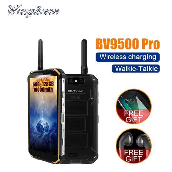 

Walkie-Talkie mobile phone Blackview BV9500 pro 10000mAh IP68 Waterproof 6GB 128GB MT6763T Android 8.1 wireless charging