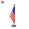 Cheap custom polyester printed mini 4" x 6" desk top gold tip black stick table flag