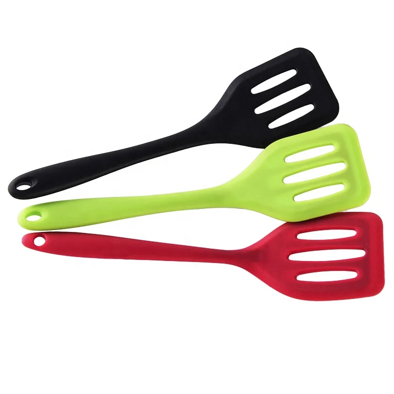 

Kitchen Turner Non-Slip Cooking Utensils Slotted Silicone Turner with Iron Core, Red,green,black