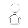 Cheap custom own logo high quality silver house shaped metalrotating spins home keychain