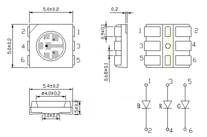 Smd подключить. Светодиоды 5050 SMD Вольтаж. Светодиоды RGB 5050 Datasheet. Светодиод 5050 характеристики. Светодиод мощный 5050 RGB 1900-2050mcd g / b-3v r-2v, SMD, схема.