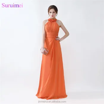orange bridesmaid dresses long