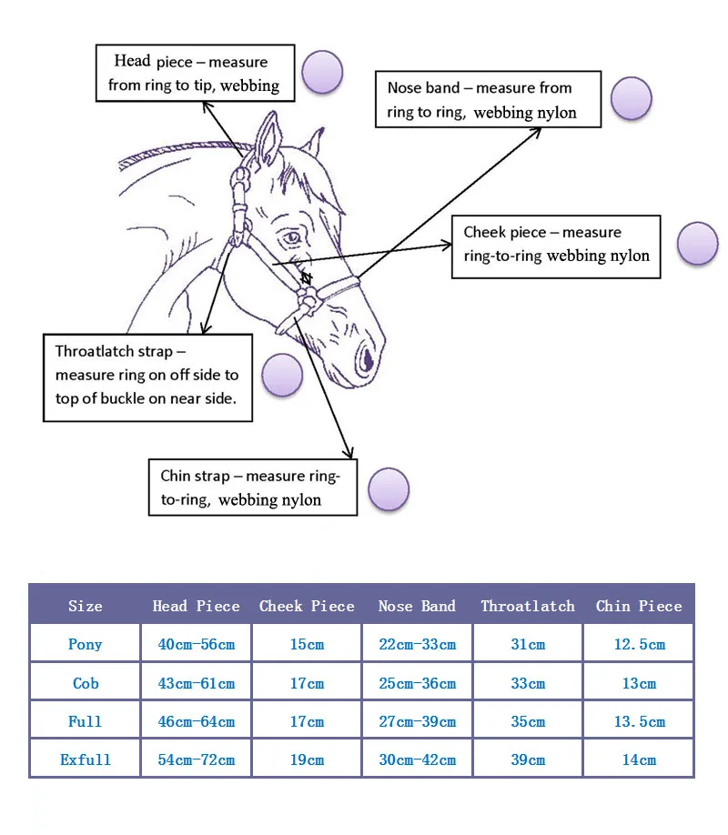 Размеры недоуздков для лошадей