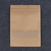 Resealable ziplock standing brown paper bag for tea packaging / kraft paper bag for nuts packaging