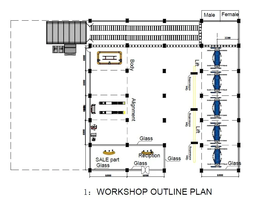 600 Sqm Car Workshop Design - Buy Auto Repair Equipment,Auto Body