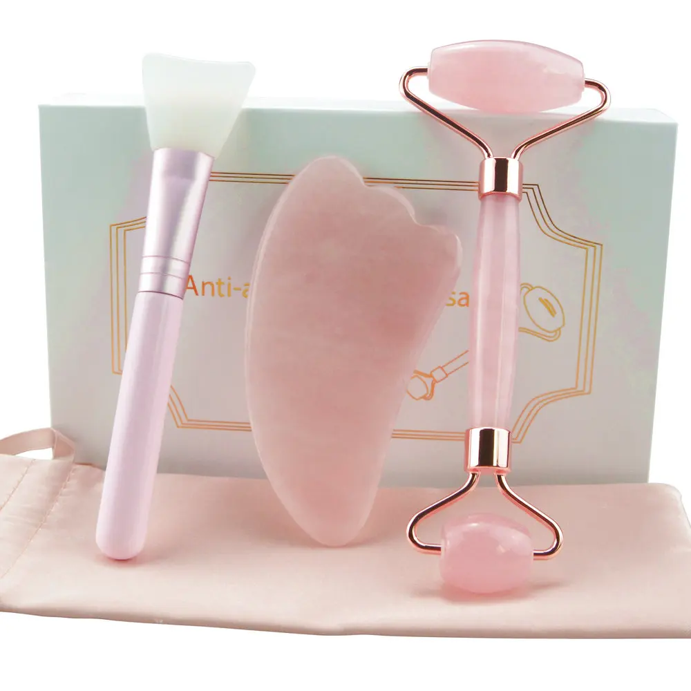 

Beauty face massage roller Jade roller Gua sha sillicon makeup brush set for face masks