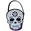 Wholesale felt candy basket fabric skeleton pattern Halloween bucket