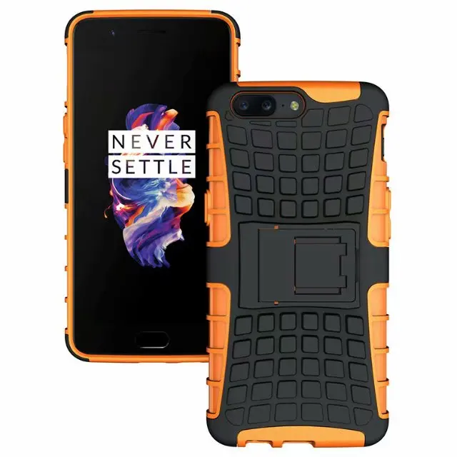 shockproof TPU+PC 2in1 tire pattern bracket cover phone case For 1+5 1+6