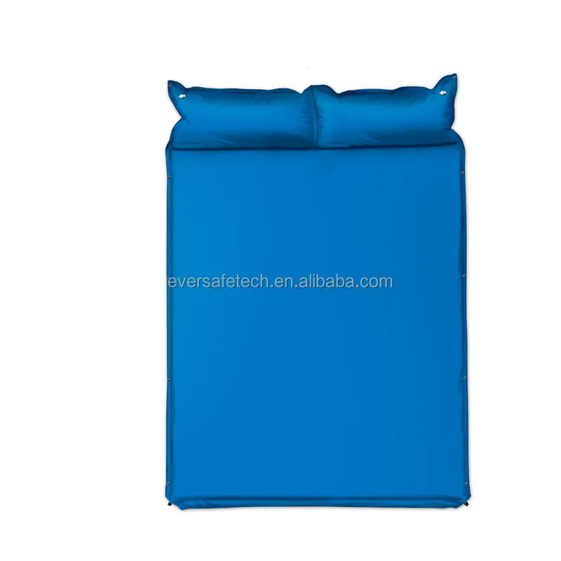 

2 Person Automatic Inflatable Outdoor Camping Mat Air Mattress Self-Inflating Pad Folding Tent Bed Sleeping Airbed with Pillow, Blue