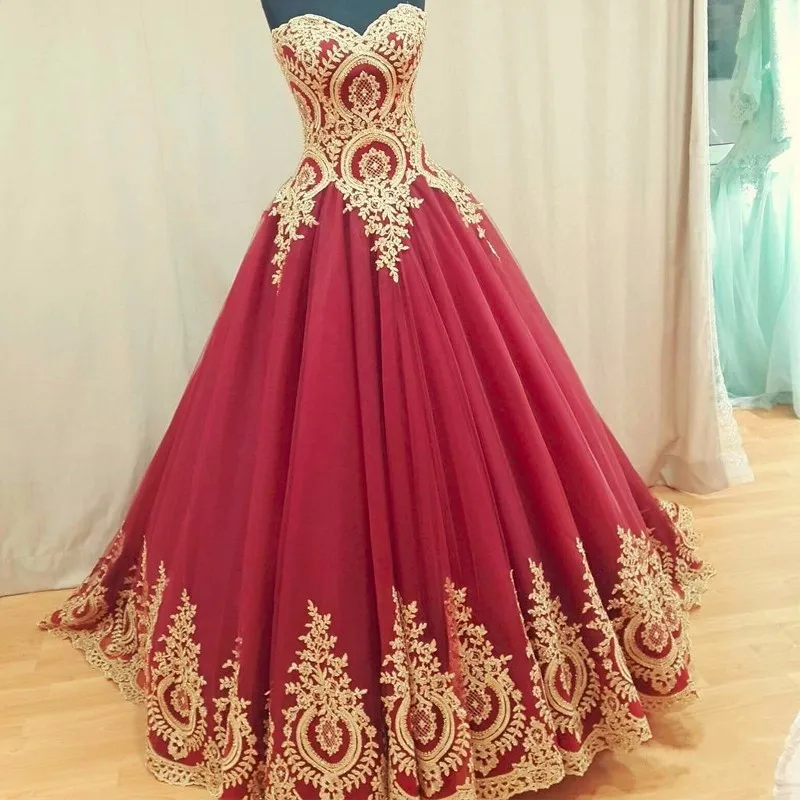 

NE138 2022 Ball Gown Wedding Dresses turkey Gold Appliques Lace Burgundy Wedding Gowns Plus Size Bride vestido, Default or custom