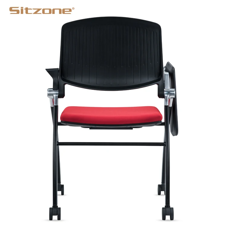 
2020 Conference Room Plastic Frame Foam Seat Training Chair With Writing Pad 