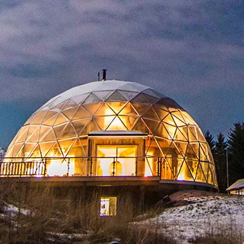 

Glamping tent dome house with bathroom for hotel resort, White, clear