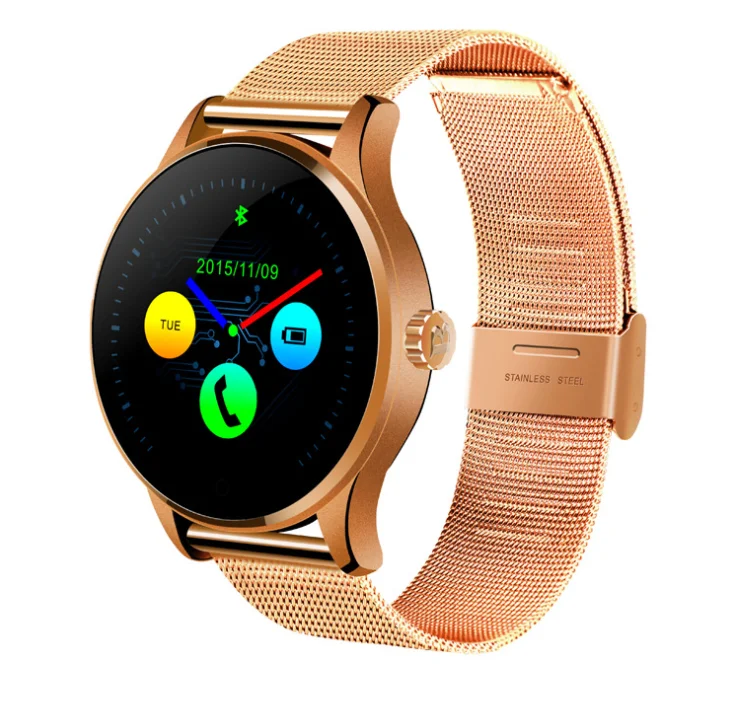 High Quality MTK2502 Round IPS Touch Screen Steel Watchband Heartrate Monitor K88H Smart Watch