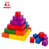 100 pcs children educational play set toy baby color wooden square blocks for kids