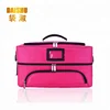 High Quality Women Pink Oxford Expandable Cosmetic Travel Bag Makeup Packaging Box Case With Adjustable Shoulder Strap