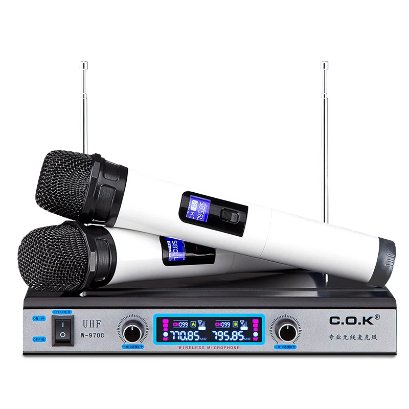 

C.O.K W-970C OEM UHF dynamic teaching fixed frequency with real UHF cordless outdoor microphone mic