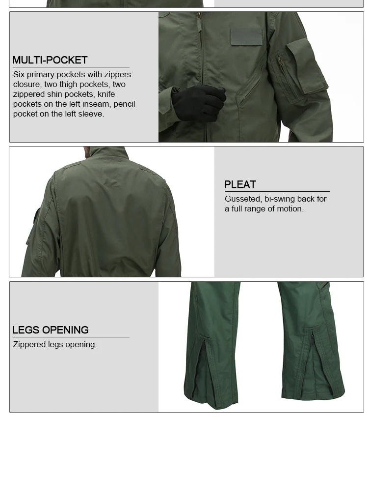 In-stock F5115 CWU 27-P Aramid IIIA 4.5OZ Sage Green Pilot Flight Suit