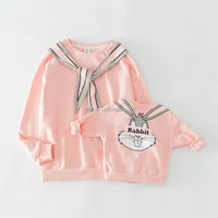 

Cotton three-dimensional design cartoon rabbit printing mom and girls pullover sweatshirts without hood