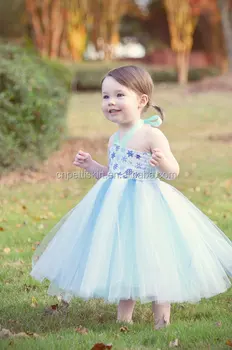 New Summer Blue Fashion Rose Fancy Dress Costumes For Kids Gown