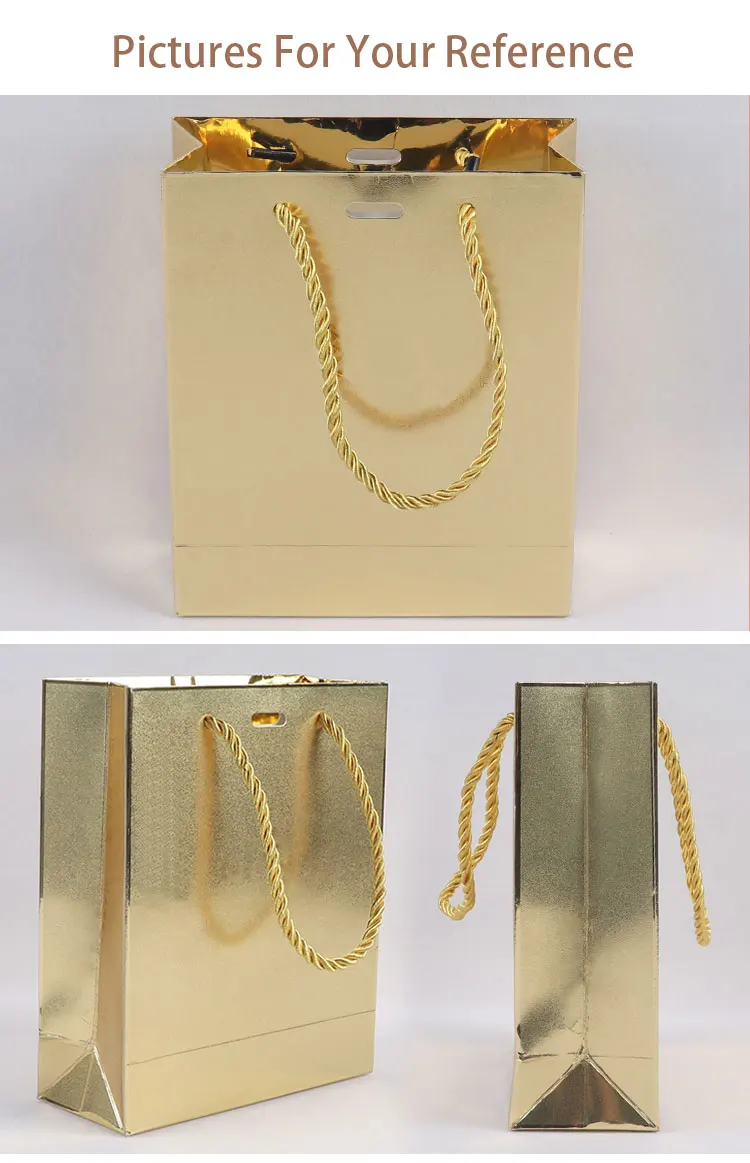 Factory Sale High Quality Drawstring Handle Gold Paper Gift Paper Bag