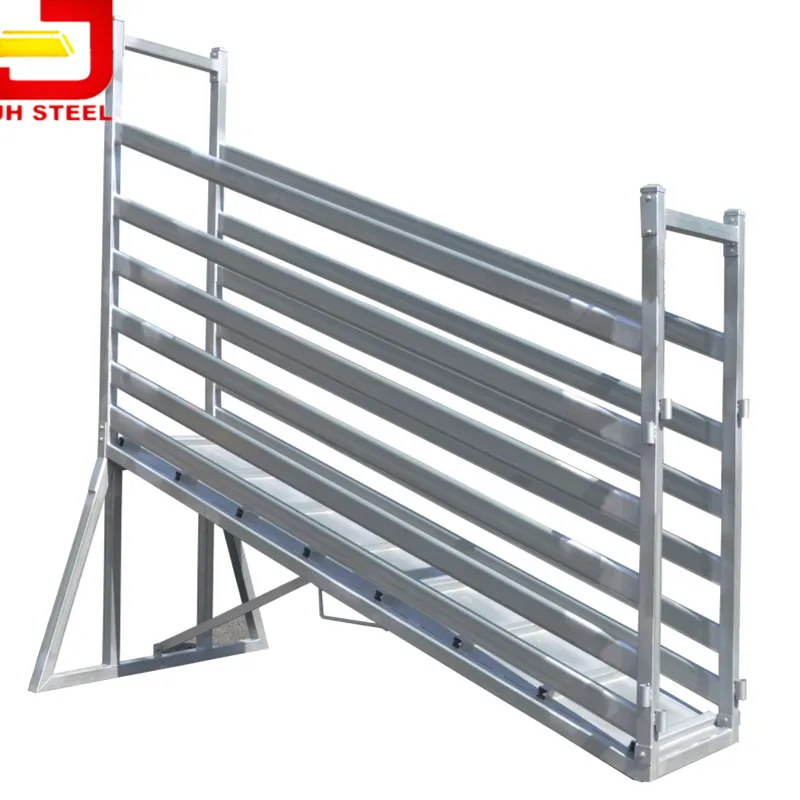

Heavy duty cattle mobile loading ramps assisted adjustment system, Silver