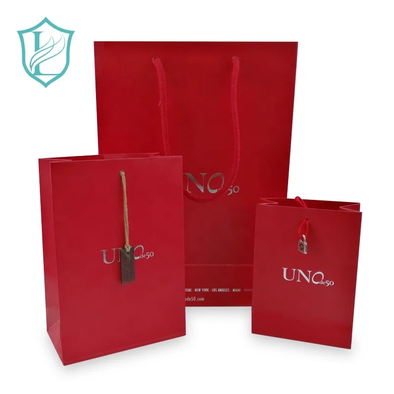 
Customized Size Paper Bag Set with Rope Handle Logo 