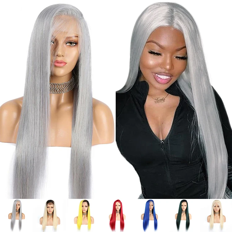 

Grey Full Lace Wig With Baby Hair Pre plucked 613 Blonde Blue Pink Red Gray Green Ombre Lace Wigs