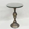 Glass Top Rustic French Country Antique pedestal Small Iron Side Table