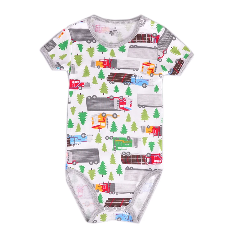 Wholesale 100% cotton short sleeve baby clothes  custom print baby romper infant bodysuit 