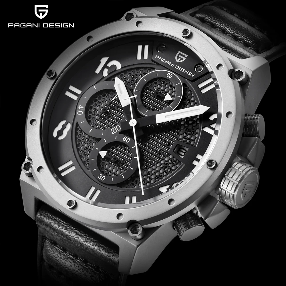 

PAGANI DESIGN Chronograph Sports Watches Men Leather Quartz Watch Luxury Brand Waterproof Military Wistwatch Relogio Masculino, N/a