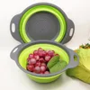Collapsible Silicone Colander Folding Kitchen Silicone Strainer Including One 8 Inch and One 9.5 Inch