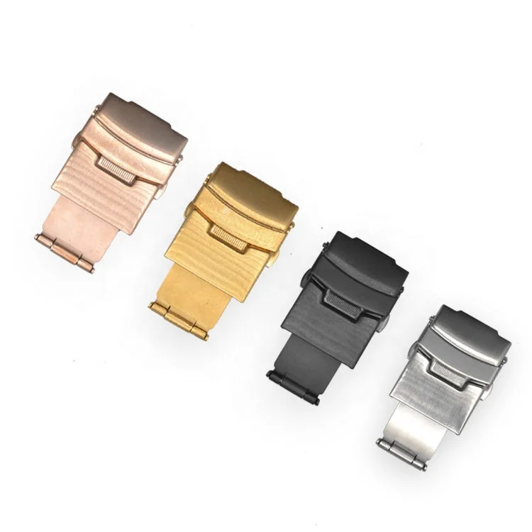 

Fashion 304 stainless steel metal folding clasp watch band buckle 18\20\22\24mm, Silver\black\gold\ rose gold
