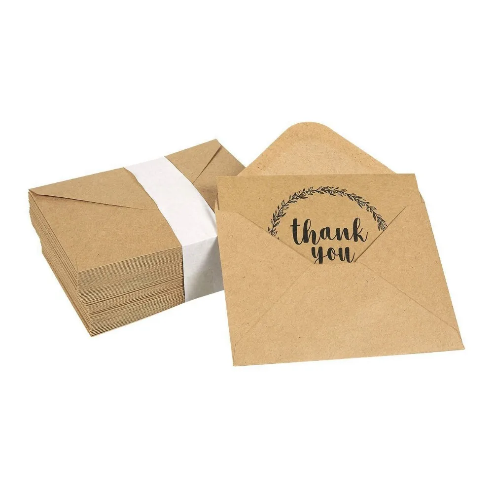 Blank Wholesale Kraft Thank You Cards With Stickers And Envelopes For