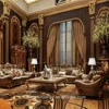 Wooden carved italian classic style luxury living room furniture sofa sets with natural mable top coffee table