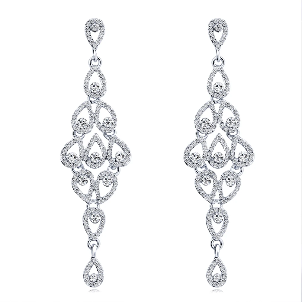 

2020 Luxury bridal earrings with cubic zirconia drop dangle wedding earrings