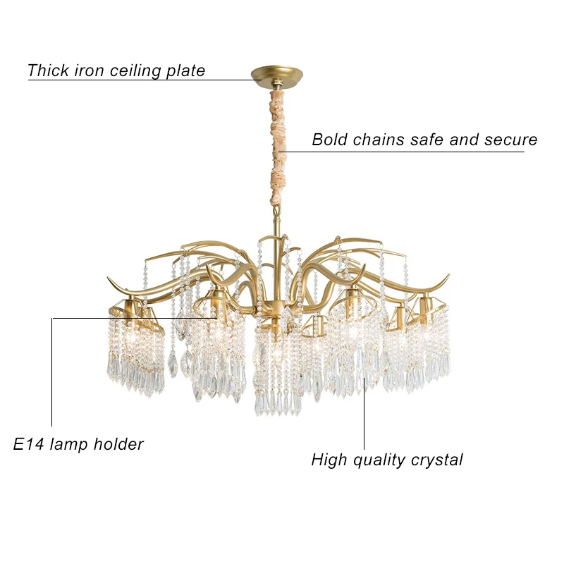 Fashion luxury pendant light modern crystal chandelier for living room or hotel restaurant