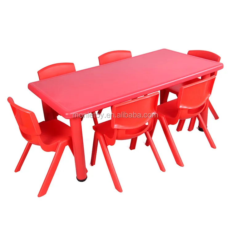 Preschool Furniture Kindergarten Plastic Rectangular Dining Table Long