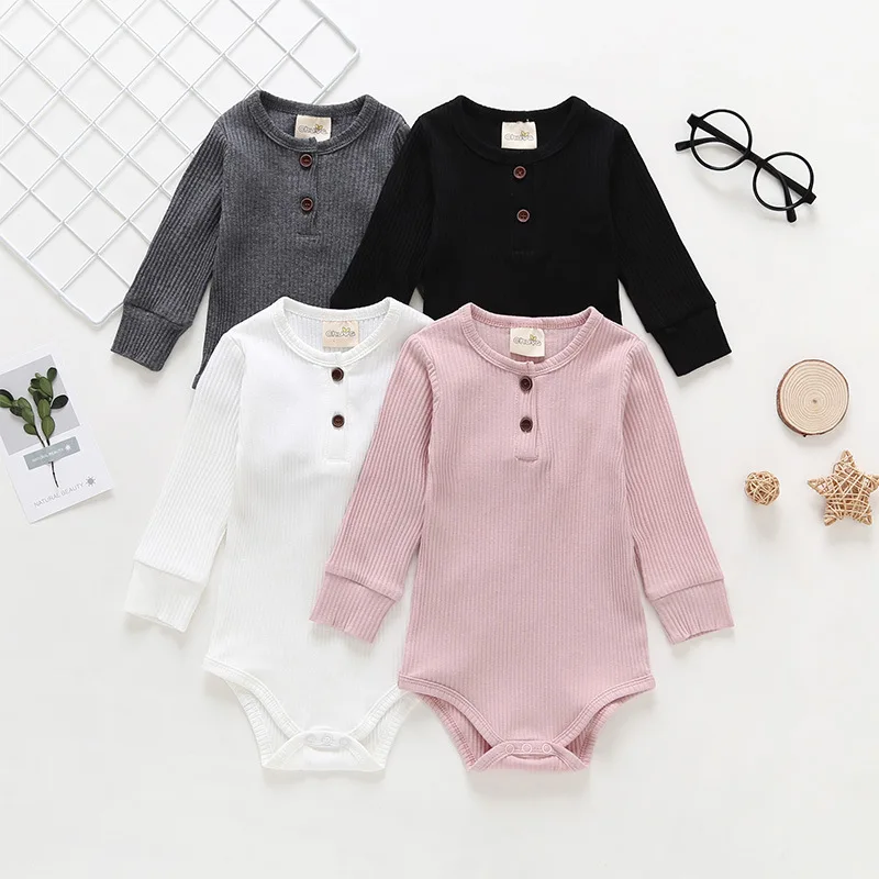 most popular ribbed cotton rompers OEM baby blank candy color rompers baby clothes