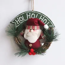 Christmas Decorations For Home Supplies Wreath Decoration Rattan Ring 20cm Santa Claus Snowman Christmas Ornaments Hanging 120g