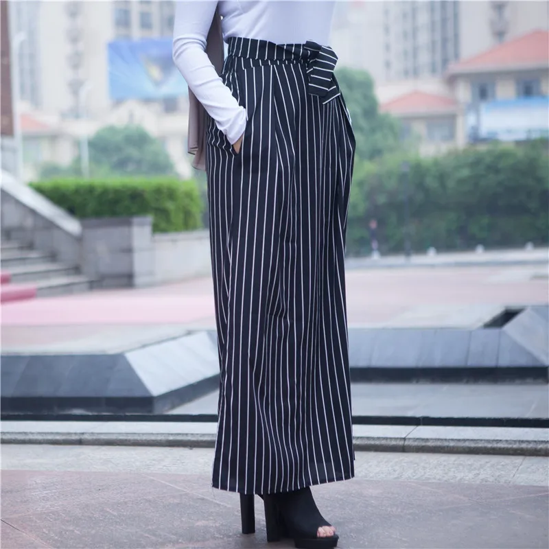 

Black white striped skirt