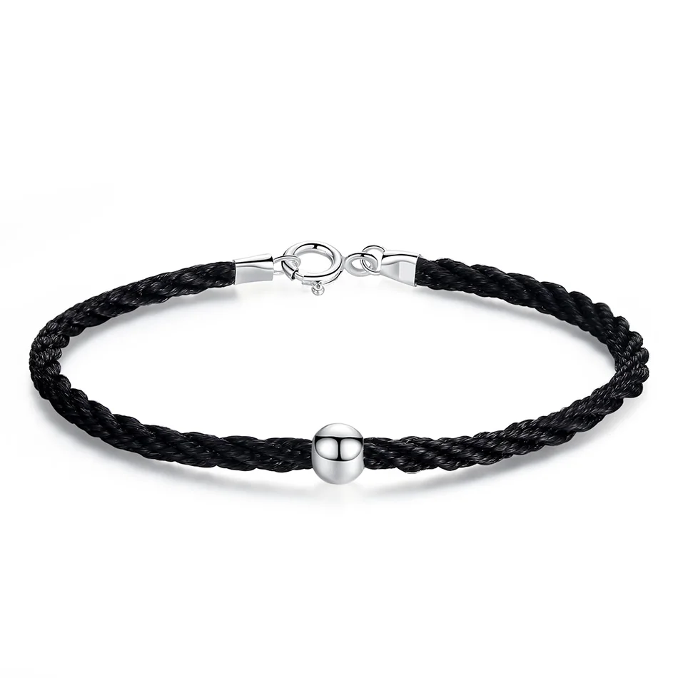 

High Quality Women Black Rope Thread String Bracelet with Lucky Charm fit Party Bracelet For Women Gift, Sliver