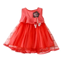 

princess european style design red sleeveless lace baby dress for child kid girl