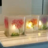 Beautiful Painted Cube Shape Glass For Candle