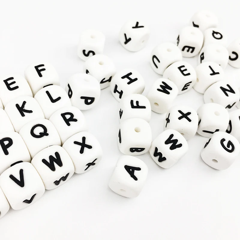 Wholesale 108 Pcs White Cube Silicone Beads Letter Number Square Dice Alphabet  Beads with 2mm Hole Spacer Loose Letter Beads for Bracelet Necklace Jewelry  Making 